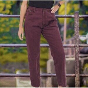 Vintage 90s Wrangler High Waisted Western Denim Jeans Women’s Size 11/12 Maroon